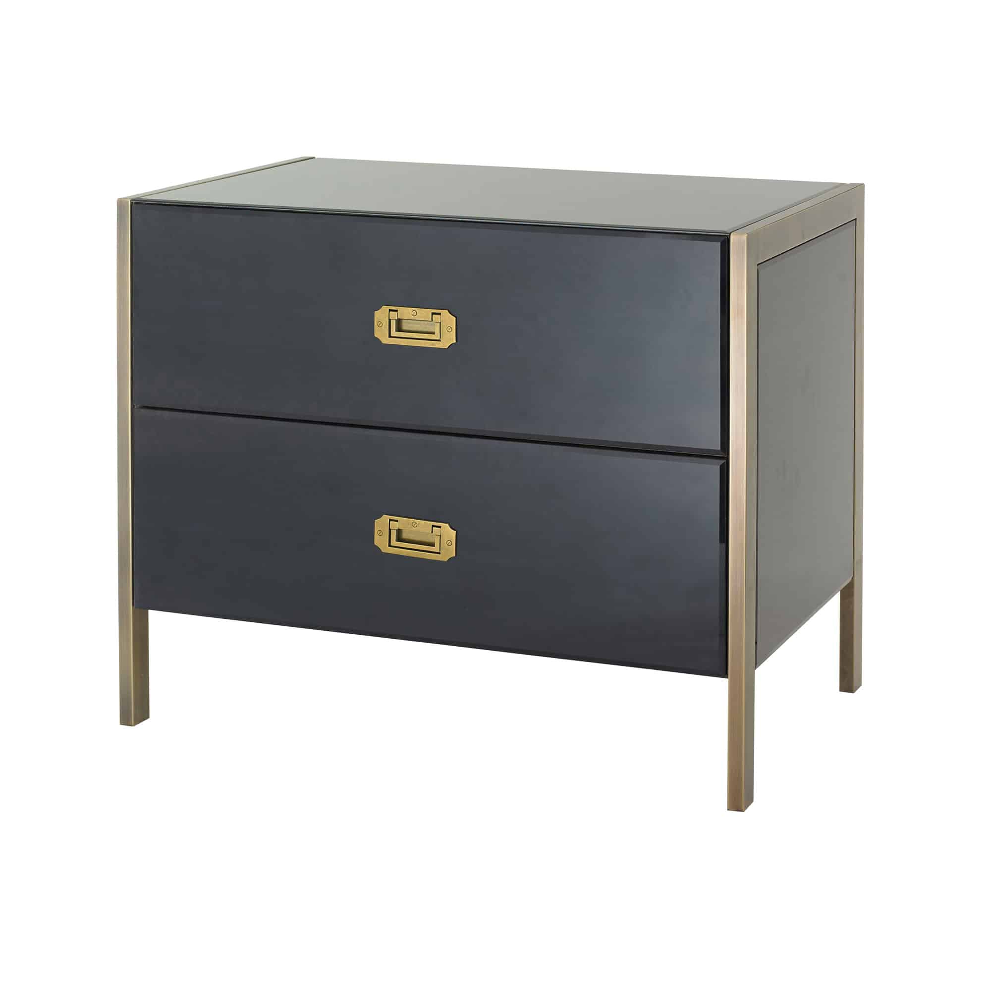 Ettore 2 Drawer Bedside printed plack glass